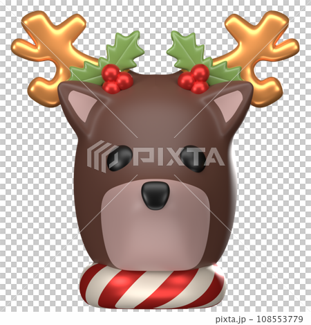 3d cute reindeer, Christmas Character clipart 108553779
