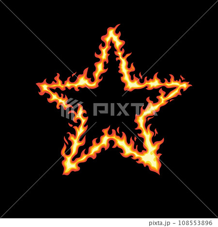 star of fire isolated on black background 108553896
