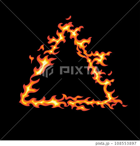 triangle of fire isolated on black background 108553897