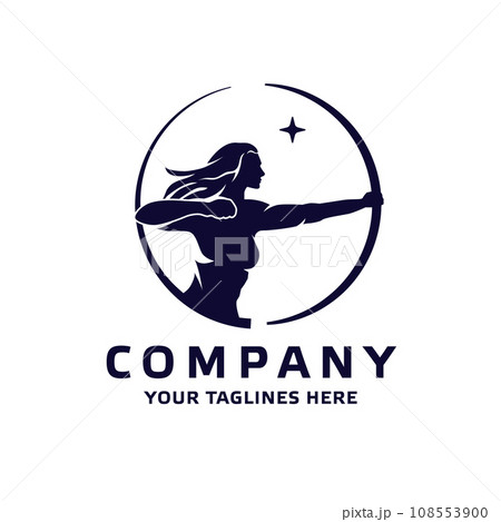 Silhouette of a fantasy female warrior archer 108553900