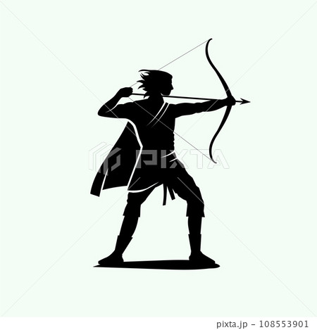 Silhouette of a fantasy man warrior archer 108553901