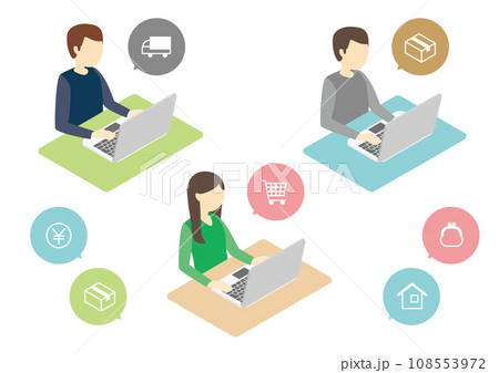 デスクでパソコン作業している男女 デスクでパソコン作業している男女 108553972