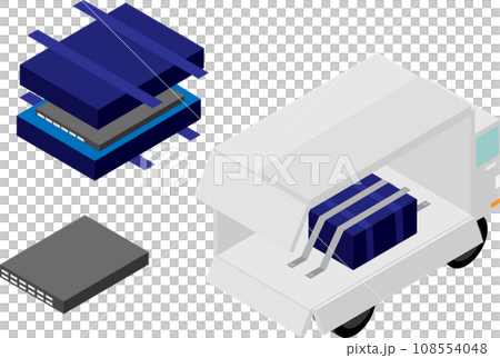 Isometric server equipment transportation image material set Isometric server equipment transportation image material set 108554048