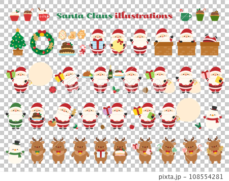 Collection of cute Christmas illustrations 108554281
