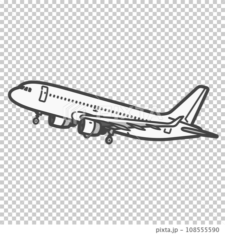 離陸や着陸でランディングギア（車輪）を出した旅客機・飛行機イラスト 108555590