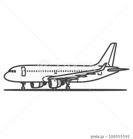 空港のカーゴやランプエリア、地上で駐機状態の旅客機・飛行機のイラスト 空港のカーゴやランプエリア、地上で駐機状態の旅客機・飛行機のイラスト 108555591
