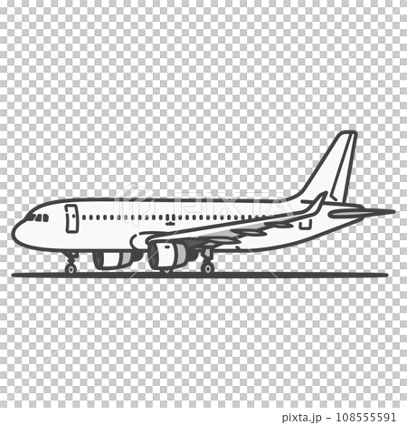 空港のカーゴやランプエリア、地上で駐機状態の旅客機・飛行機のイラスト 空港のカーゴやランプエリア、地上で駐機状態の旅客機・飛行機のイラスト 108555591