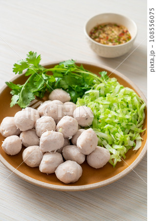 pork meatball with vegetable and spicy sauce pork meatball with vegetable and spicy sauce 108556075