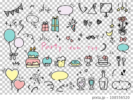 可愛的手繪派對圖示插畫素材 可愛的手繪派對圖示插畫素材 108556520