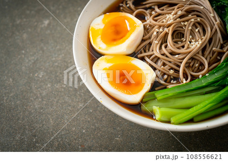 ramen noodles with egg - vegan or vegetarian food style ramen noodles with egg - vegan or vegetarian food style 108556621