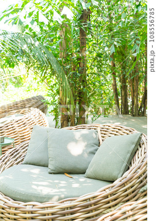 pillow on patio outdoor chair 108556785