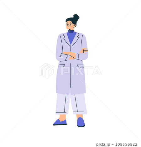 Female Doctor Character as Professional Hospital Worker Standing in White Gown Vector Illustration 108556822
