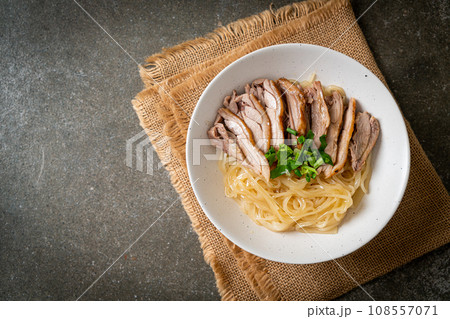 dried duck noodles in white bowl dried duck noodles in white bowl 108557071