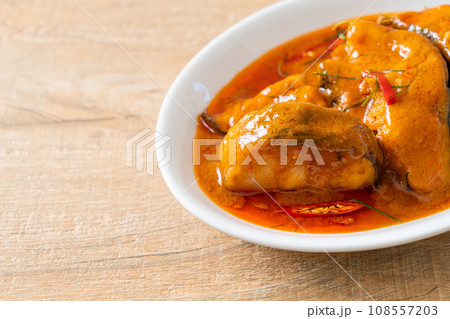 Redtail Catfish Fish in Dried Red Curry Sauce that called Choo Chee 108557203