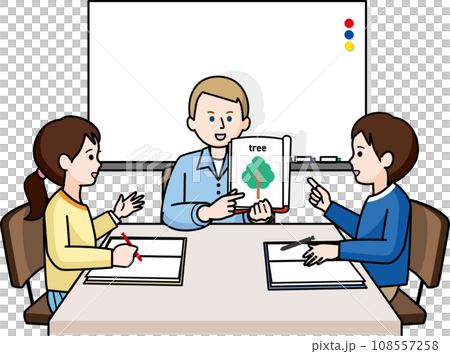 英語教室の生徒と外国人の先生 108557258