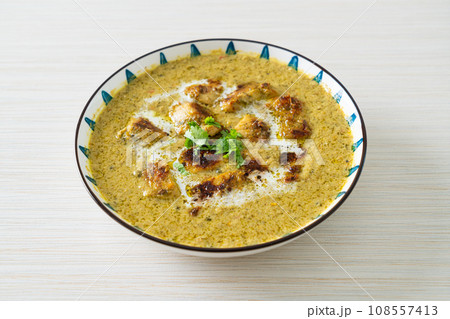 Afghani chicken in green masala curry or Hariyali tikka chicken hara masala Afghani chicken in green masala curry or Hariyali tikka chicken hara masala 108557413