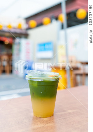 matcha green tea with yuzu soda matcha green tea with yuzu soda 108557496