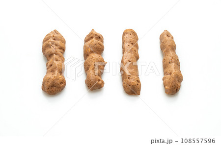 chocolate meringue stick on white background 108557596