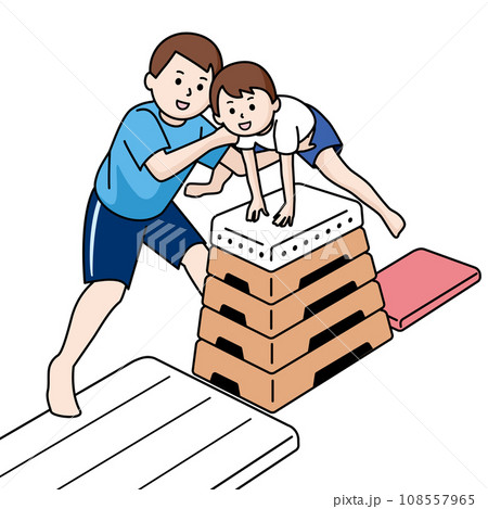 体操教室の子供とコーチ 体操教室の子供とコーチ 108557965