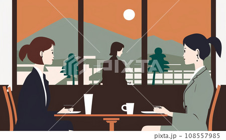 クライアントと商談中の女性：クライアントとのミーティング、顧客対応。