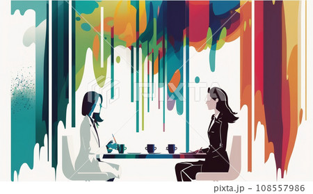 クライアントと商談中の女性：クライアントとのミーティング、顧客対応。