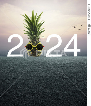 Happy new year 2024 summer holiday concept 108558051
