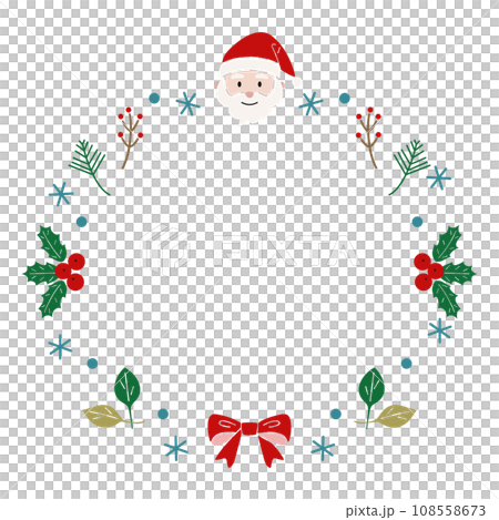 聖誕老人與冬季植物聖誕框架 108558673