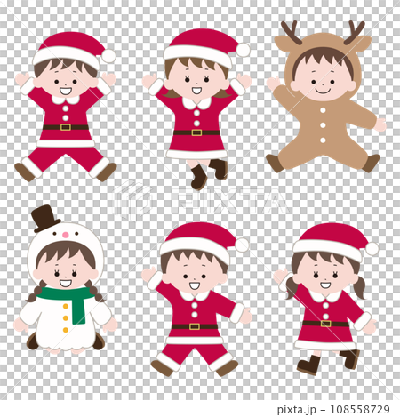 Illustration of a cheerful child wearing a Christmas costume Illustration of a cheerful child wearing a Christmas costume 108558729