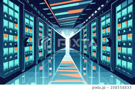 Server rack cluster in a data center Server rack cluster in a data center 108558833
