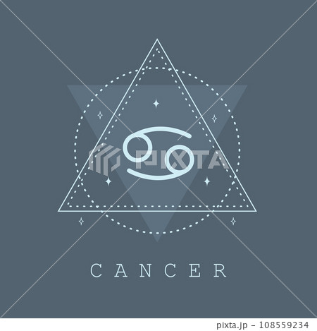 Astrological Cancer zodiac sign. Horoscope icon in boho minimalist style. Mystic vector illustration. Spiritual tarot card. Hand drawn magic vintage logo Astrological Cancer zodiac sign. Horoscope icon in boho minimalist style. Mystic vector illustration. Spiritual tarot card. Hand drawn magic vintage logo 108559234