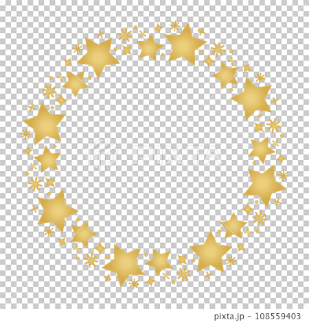 閃亮的金色星星圓框向量素材 108559403