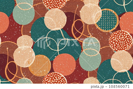 Trendy Seamless Pattern Stippled Circles Retro Colors Abstract Background 108560071