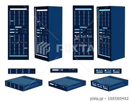 Server cabinets and racks. Separate servers of data centers. 108560482