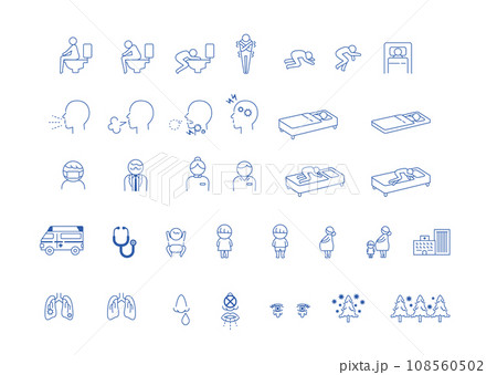 医療系アイコンのセット_インフルエンザ・コロナ 108560502