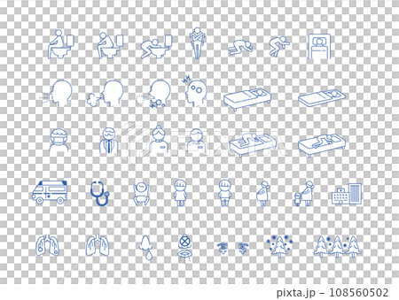 医療系アイコンのセット_インフルエンザ・コロナ 108560502