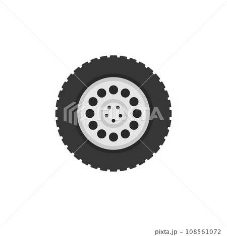 Flat truck wheel vector icon or logo element 108561072