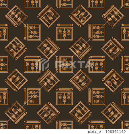 Math School Abacus with Pencil vector Education outline seamless pattern 108561140