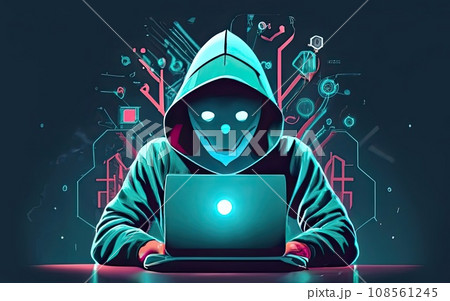 Hacker in hoodie in dark background Hacker in hoodie in dark background 108561245