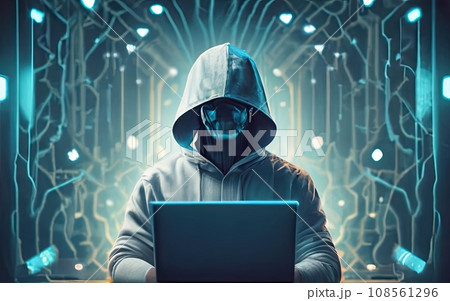 Hacker in hoodie in dark background Hacker in hoodie in dark background 108561296