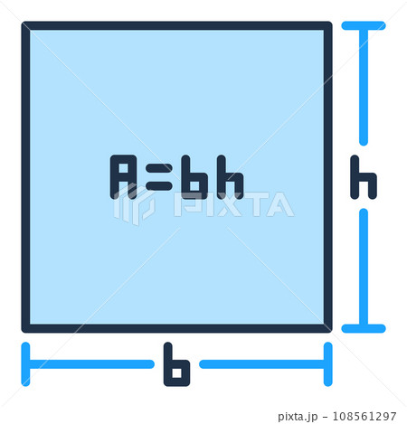 Area of a Rectangle colored icon - A=bh vector blue sign 108561297
