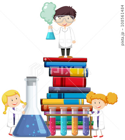 Cute Scientist Cartoon Character in Lab Gown 108561484