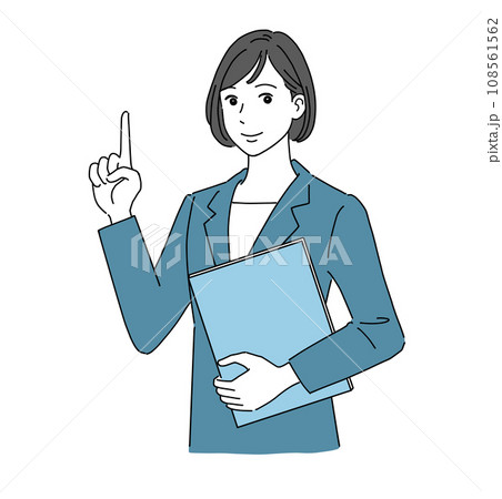 笑顔で指差しする女性 スーツ 笑顔で指差しする女性 スーツ 108561562