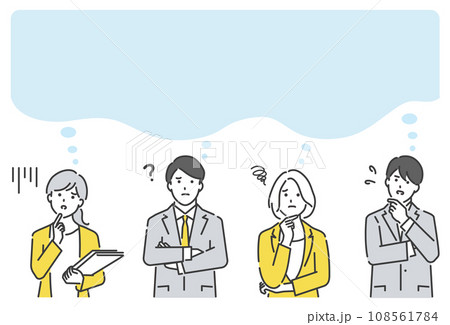 上を見上げて悩むビジネスパーソンのベクターイラスト素材。上半身。 上を見上げて悩むビジネスパーソンのベクターイラスト素材。上半身。 108561784