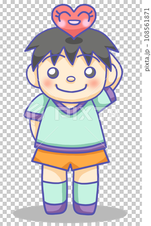 A boy with a heart on his head 108561871