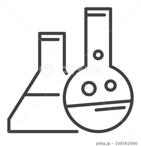 Chemistry Flasks vector concept thin line icon or sign Chemistry Flasks vector concept thin line icon or sign 108562060