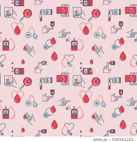 Sugar in Blood vector concept creative seamless pattern - Glycemia background Sugar in Blood vector concept creative seamless pattern - Glycemia background 108562282