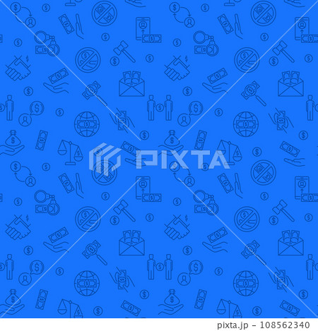 Bribe and Money concept linear blue vector seamless pattern 108562340