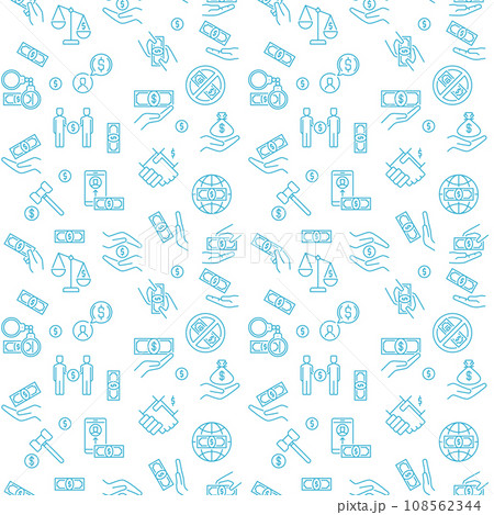 Bribery and Corruption vector seamless background - Bribery line pattern 108562344