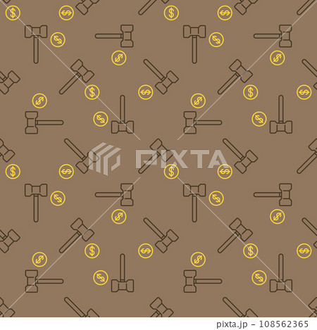Gavel with Dollar Coin vector Corruption concept seamless pattern 108562365