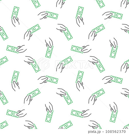 Hand giving Money vector Bribery concept linear seamless pattern 108562370